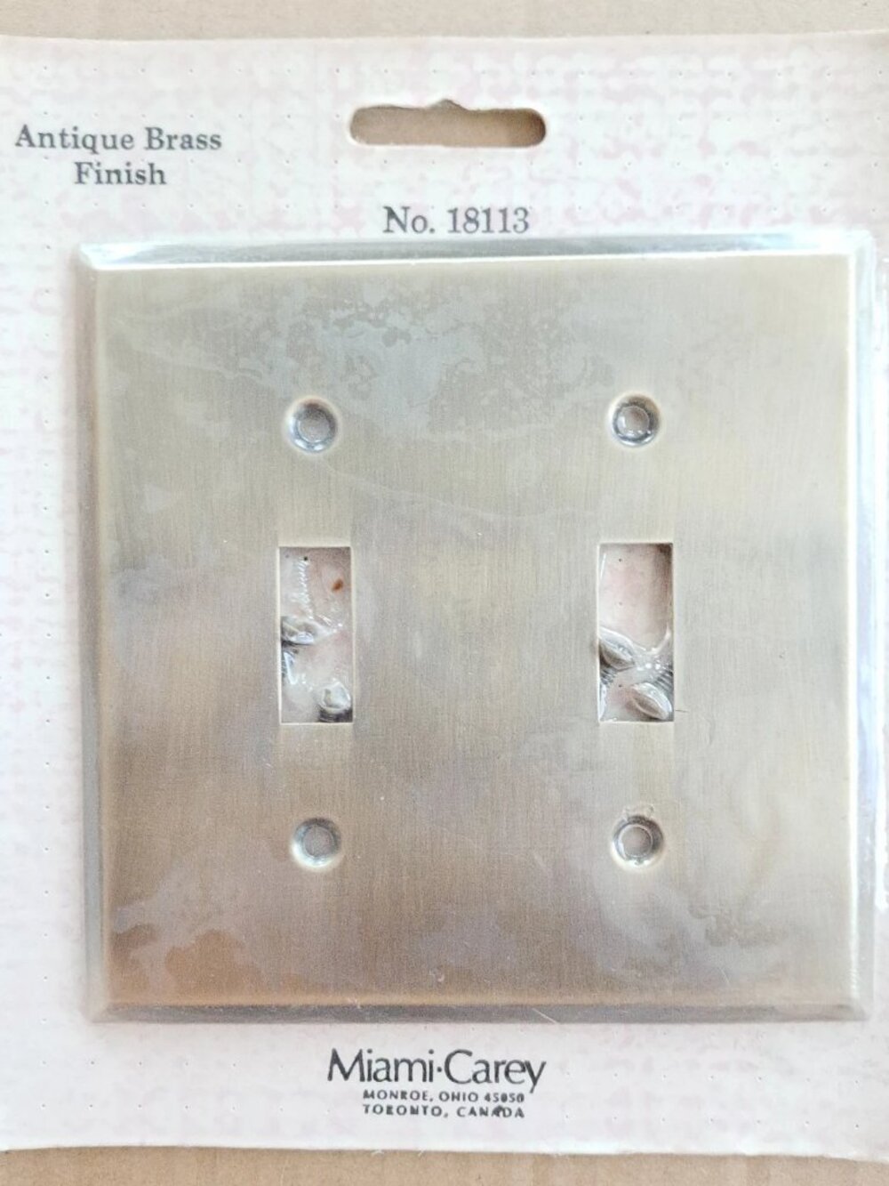 Vintage Miami-Carey #18113 Antique Brass Finish Dual Light Switch Cover